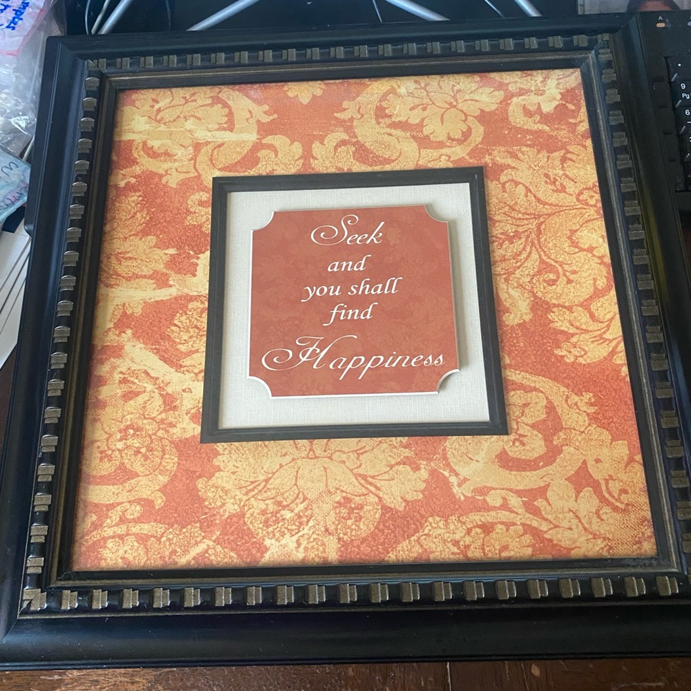 Elegant Orange and Gold Framed Wall Art